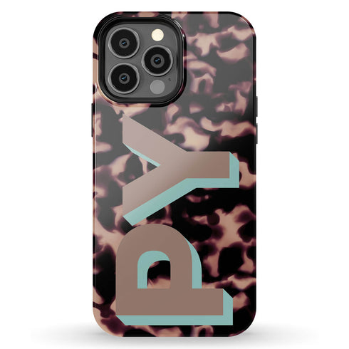 Custom 3D Initials Dark Tort iPhone Case
